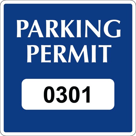 Lustre-Cal Static Cling Parking Permit Dark Blue 3in x 3in  Square Serialized 301-350, 50PK 253745SCL1BdSq0301